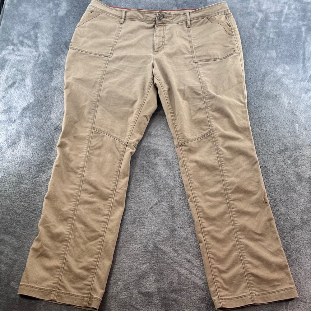 LL Bean Vista Camp Pants Womens 18 Reg Khaki Tan Stretch Utility Straight Leg